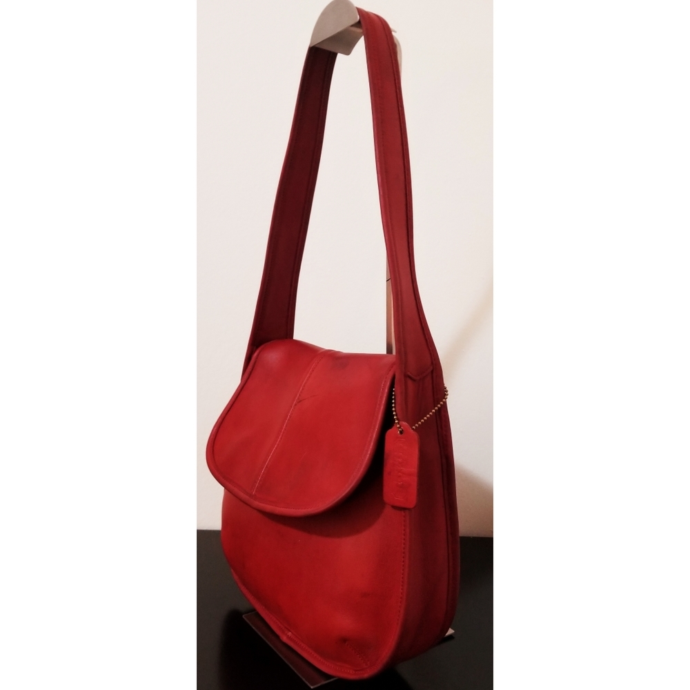 Coach RARE VTG 9034 Red Leather Ergo Flap Bag 💋 - Picture 4 of 13